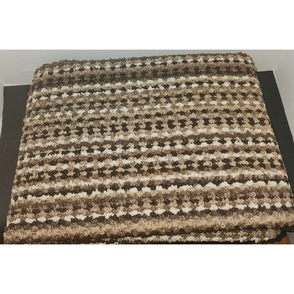 New Madison Home Room Size Rug Striped Brown Tan 5 ft x‎ 6 ft Non Skid Backing